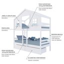 Ver imagem 3 de Beliche Casinha Dos Sonhos com 02 Gavetas Madeira Maciça Branco Housin