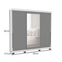 Ver imagem 4 de Guarda-roupa Casal Madrid 3 Portas 4 Gavetas com Espelho Cinza/branco - Politorno
