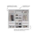 Ver imagem 5 de Guarda-roupa Casal Madrid 3 Portas 4 Gavetas com Espelho Cinza/branco - Politorno