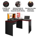 Ver imagem 2 de Mesa Gamer com Extensor em L e 1 Gaveta Drx-9000 Preto/vermelho