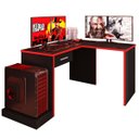 Ver imagem 1 de Mesa Gamer com Extensor em L e 1 Gaveta Drx-9000 Preto/vermelho