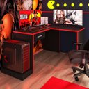 Ver imagem 7 de Mesa Gamer com Extensor em L e 1 Gaveta Drx-9000 Preto/vermelho