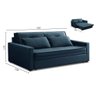 Sofá Cama Retrátil 2 Lugares 162cm Cancún Tecido Veludo Azul iSofa - 3