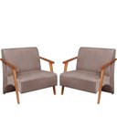 Ver imagem 1 de Poltrona Namoradeira Venus Braço Madeira Maciça Suede Unidecor Cappuccino