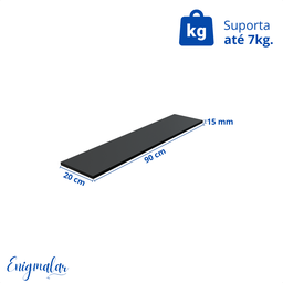1 Prateleira Mdf Preto Tx 90x20 com Suporte Invisível - 3