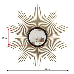 Espelho decorativo de parede redondo com moldura palitada Supernova Dourado - 4