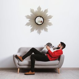Espelho decorativo de parede redondo com moldura palitada Supernova Dourado - 3