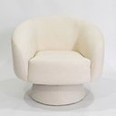 Ver imagem 7 de Poltrona Decorativa Giratória com Puff Liz Bouclé Off White - Nexta Casa