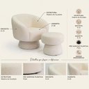 Ver imagem 3 de Poltrona Decorativa Giratória com Puff Liz Bouclé Off White - Nexta Casa