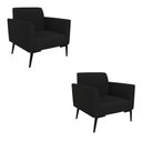 Ver imagem 1 de Kit 2 Poltronas Pés Villach Marisa Linho D03 - D'Rossi A79 Preto