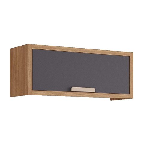 Módulo Cozinha Mgm Eloise Armário Geladeira C/1 Porta Basculante Riscada 80 Cm Freijo/titanium-mgm