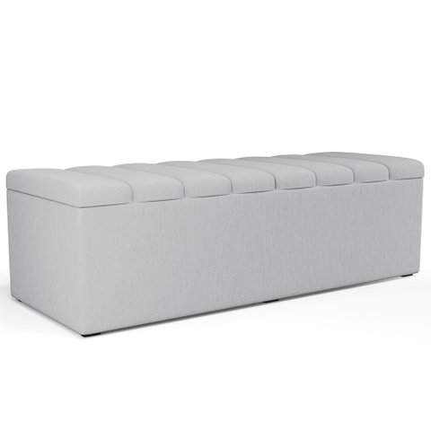 Calçadeira Recamier Baú para Cama de Casal Dália 140x50 Cm W01 Linho Cinza - Lyam Decor