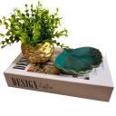 Ver imagem 1 de Kit decoração livro Design + vaso dourado + porta joia