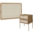 Ver imagem 1 de Cabeceira Solteiro 90cm e 1 Mesa Lateral 2 Gavetas Industrial Indy A03 Hanover - Lyam Decor