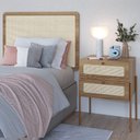 Ver imagem 2 de Cabeceira Solteiro 90cm e 1 Mesa Lateral 2 Gavetas Industrial Indy A03 Hanover - Lyam Decor