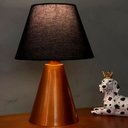Ver imagem 1 de Kit 2 Abajur Luminaria de Mesa Cone Cobre Alumínio com Cupula Tecido Algodão