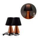 Ver imagem 3 de Kit 2 Abajur Luminaria de Mesa Cone Cobre Alumínio com Cupula Tecido Algodão