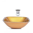Ver imagem 1 de Cuba de Vidro Quadrada 35cm Dourado Real + Valvula Click