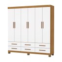 Ver imagem 2 de Guarda-Roupa 6 Portas 6 Gavetas com Pés Denver Branco/Cinamomo