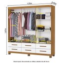 Ver imagem 5 de Guarda-Roupa 6 Portas 6 Gavetas com Pés Denver Branco/Cinamomo