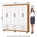 Ver imagem 3 de Guarda-Roupa 6 Portas 6 Gavetas com Pés Denver Branco/Cinamomo