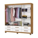 Ver imagem 4 de Guarda-Roupa 6 Portas 6 Gavetas com Pés Denver Branco/Cinamomo