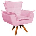 Ver imagem 5 de Kit 2 Poltronas Decorativas Base Giratória em Madeira Charger Suede Rosa - Gran Belo