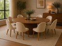 Ver imagem 1 de Kit 8 Cadeiras Lua Estofada Moderna Sala de Jantar Suede Bege