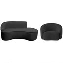 Ver imagem 2 de Kit Divã Recamier Orgânico Marrocos 160cm Lado Direito e 1 Poltronas Amore Linho Preto