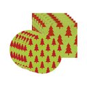 Ver imagem 1 de Kit Sousplat + Guardanapo Natal Fundo Verde/pinheiro - 6 Peças - com Base
