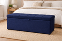 Ver imagem 1 de Recamier Calçadeira Baú Carla para Quarto Cama Casal 140 Cm Suede Azul Marinho do Lar Móveis e Decor