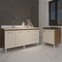 Ver imagem 6 de Armário Cozinha Balcão Gabinete de Pia 160 Cm Estela e Balcão Fran para Fogão Cooktop 4 Bocas