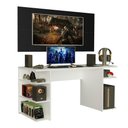 Ver imagem 2 de Mesa para Computador Gamer Madesa 9409 e Painel para Tv até 50 Polegadas - Branco/preto