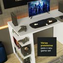 Ver imagem 7 de Mesa para Computador Gamer Madesa 9409 e Painel para Tv até 50 Polegadas - Branco/preto