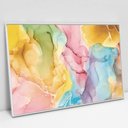 Ver imagem 1 de Quadro Decorativo Abstrato Arco Íris em tela Canvas TaColado Moldura Flutuante 4,5cm Branca 90 x 60c
