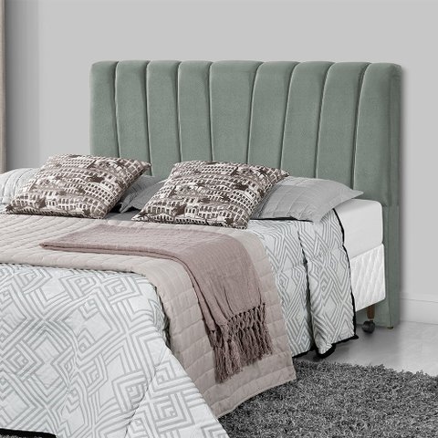 Cabeceira Estofada Americana Premium 195cm em Veludo Cinza
