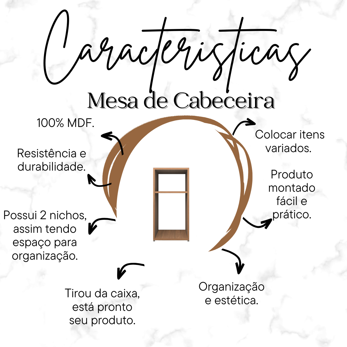 Mesa de Cabeceira Pequena 2 Nichos em Mdf Plancasa:louro Freijó - 7