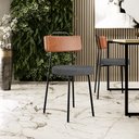 Ver imagem 2 de Kit 04 Cadeiras Estofada Sala De Jantar Barcelona L02 Couríssimo Camel Linho Cinza Escuro - Lyam Lya