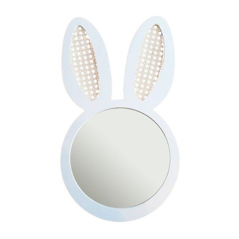 Espelho Decorativo Infantil 43x44cm Branco Lebre