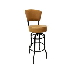 Kit 2 Banquetas Bar Bancada Média Altura 65cm Preta Giratória Encosto estofado Assento cor Caramelo  - 5