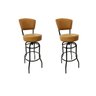 Kit 2 Banquetas Bar Bancada Média Altura 65cm Preta Giratória Encosto estofado Assento cor Caramelo  - 1