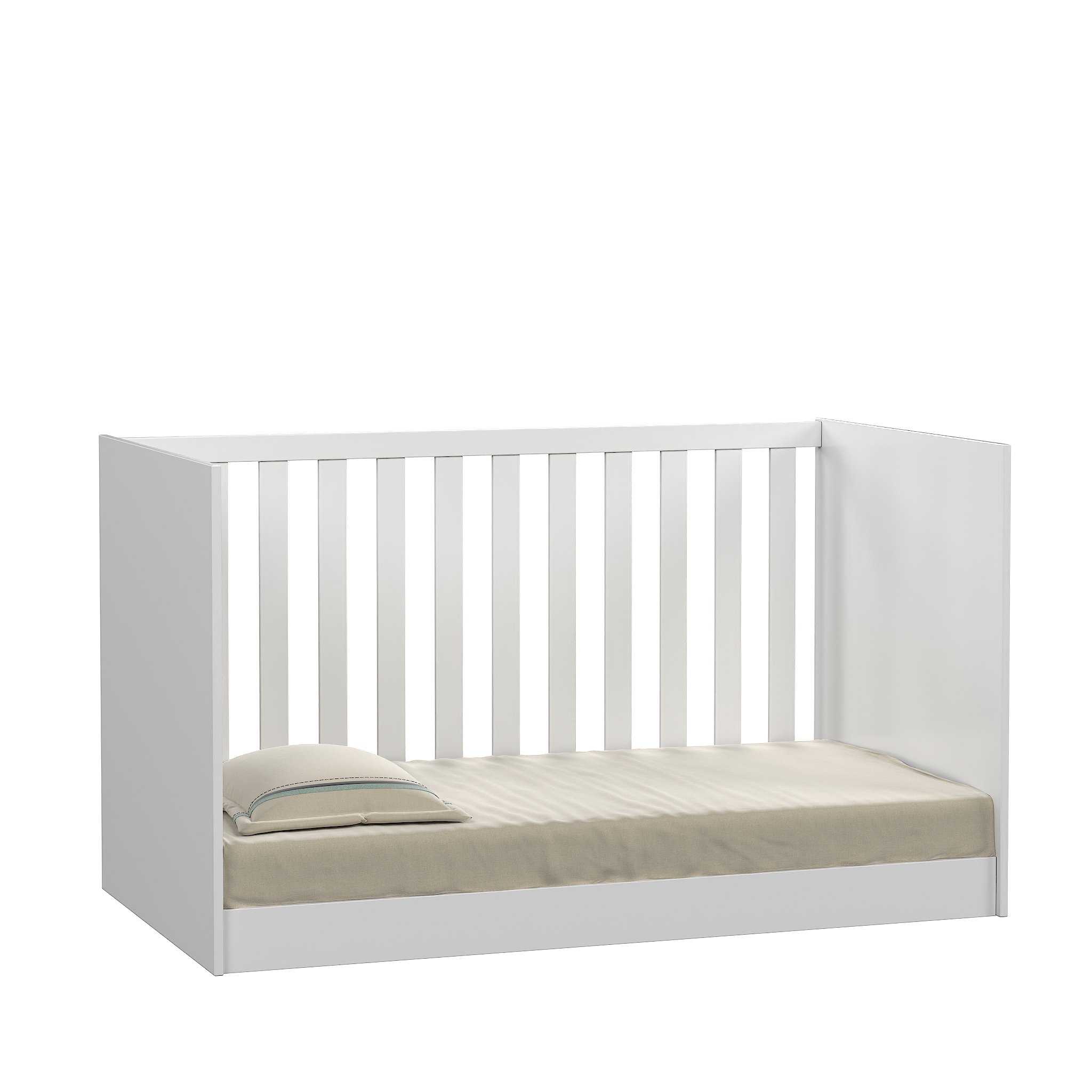 Mini Berço Infantil Vira Cama com Grade de Proteção Lateral e Rodízios para Quarto de Bebê - 7