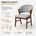 Ver imagem 2 de Kit 8 Cadeira Sala Jantar Madeira Maciça Linho Facto Débora:Cinza Linho/Castanho