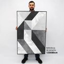 Ver imagem 2 de Quadro Decorativo em Canvas Geométrico Mosaico Moderno TaColado Moldura Flutuante 4,5cm Freijó 120 x