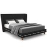 Cabeceira Casal Nilo 195cm com Cama Pés Madeira Suném P05 Veludo Preto - Lyam Decor - 1