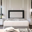 Ver imagem 3 de Cabeceira Casal 1,40m Havana Suede Branco Preto