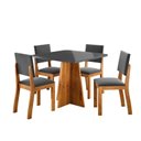 Ver imagem 2 de Conjunto de Mesa de Jantar 4 Lugares Tulipa MDF Mel e Cinza