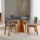Ver imagem 1 de Conjunto de Mesa de Jantar 4 Lugares Tulipa MDF Mel e Cinza