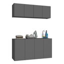 Ver imagem 1 de Conjunto Lavanderia Suspenso Multiuso Armário Aéreo e Balcão 4 Portas Multimóveis Mp5052 Grafite