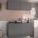 Ver imagem 2 de Conjunto Lavanderia Suspenso Multiuso Armário Aéreo e Balcão 4 Portas Multimóveis Mp5052 Grafite